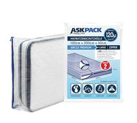 ASK Pack 2 Housses Matelas Ancre-Zip 100x200cm 120µ - Single 2X | Imperméable, indéchirable, matériau ultra résistant, pour déménagement & stockage, tailles XS-XXL