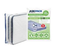 ASK Pack 2 Housses Matelas Ancre-Zip 90x200cm 120µ - Junior 2X | Imperméable, indéchirable, matériau ultra résistant, pour déménagement & stockage, tailles XS-XXL