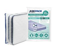 ASK Pack Housse Matelas Ancre-Zip 120x200cm 120µ - Full | Imperméable, indéchirable, matériau ultra résistant, pour déménagement & stockage, tailles XS-XXL