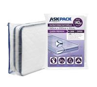 ASK Pack Housse Matelas Ancre-Zip 160x200cm 140µ - Queen | Imperméable, indéchirable, matériau ultra résistant, pour déménagement & stockage, tailles XS-XXL