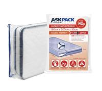 ASK Pack Housse Matelas Ancre-Zip 180x200cm 140µ - Double | Imperméable, indéchirable, matériau ultra résistant, pour déménagement & stockage, tailles XS-XXL