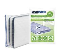 ASK Pack Housses de Protection pour Matelas avec Ancre Zip - Tailles XS à XXL Imperméable Ultra résistant à la déchirure Matériau jusqu'à 120µ Idéal pour Les Le Stockage et Le Transport 90x200 cm
