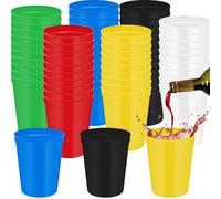 ASMIZ Lot de 60 Gobelets Plastique Réutilisables 16 oz / 450 ml, Verres Colorés Empilables pour Enfants pour Cuisine, Fête, Anniversaire, Pique-nique, Camping, Voyages (6 Couleurs)