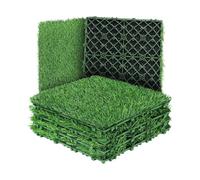 ASMJHQCLW Tuiles de Gazon Artificiel d'ABS | 10 pièces de décoration de sol de 12 po x 12 po : carrés de gazon artificiel auto-drainants emboîtables