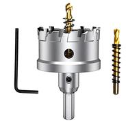 ASNOMY 52mm Scie à Cloche en carbure de tungstène, TCT Foret de scie trépan avec 2 forets pilote plaqués titane pour acier inoxydable, feuille, métal