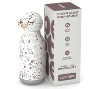 Asobu Bestie Bouteille d'eau isotherme en acier inoxydable tête d'animal souple amovible pour enfants et adolescents avec paille flexible réutilisable