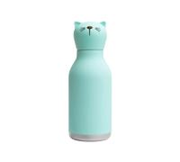 asobu Bestie Gourde isolée en acier inoxydable avec tête d'animal souple amovible pour enfants et adolescents avec paille flexible réutilisable (chat)