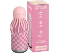 ASOBU Bestie Gourde isotherme en acier inoxydable pour enfant avec paille - 420 ml - Avec tête de méduse - Anti-fuite et sans BPA