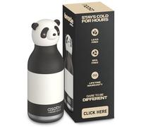 Asobu Bestie Gourde isotherme en acier inoxydable pour enfant avec paille - 420 ml - Avec tête de panda - Anti-fuite et sans BPA
