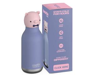 asobu Meilleure amie Piggy Bouteille pour Enfants en Acier Inoxydable Isolée avec Paille à Basculer Sans BPA 500 ml