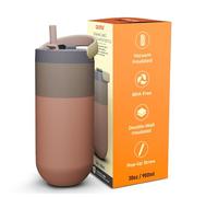 asobu Orbit Bouteille d'eau isotherme élégante avec couvercle pop-up et poignée de transport, parfaite pour le café glacé, les voyages et l'hydratation élégante
