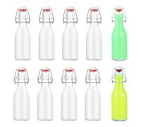 ASOENTIWOX Lot de 10 bouteilles en verre à remplir de 250 ml avec bouchon à étrier, idéales pour les bouteilles de jus, les jus et la limonade