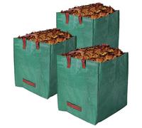 ASOFTY 3 PCS Sacs de Jardin, 270L Réutilisables Carrés Sacs à Déchets de Jardin avec Poignées, Pliables Sacs à Feuilles, Sacs pour Déchets de Jardin pour Herbe, Feuilles, Bois, Débris, Déchets