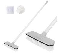 ASOUUNLD 2 en 1 Brosse à Récurer Sol avec Long Manche, Brosse Sol avec Poils Durable et Raclette avec Brosse de Nettoyage des Interstices pour Nettoyer Les Cuisines, Salles de Bains, Carreaux