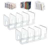 ASOUUNLD 2 Pièces Porte Revue en Acrylique Transparent, 4 Compartiments Organiseur de Fichiers pour Livre Séparateur de Sac à Main pour Bureau hambre, Bibliothèque, Cuisine