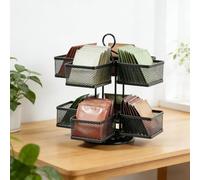 ASOUUNLD Boîte de Rangement pour Sachets de thé Rotatif à 360˚, Boîte à Thé avec 8 Compartiments Porte-sachets de Thé Boîte de Conservation en Métal pour Sachets de Thé,Tisane (2 Niveaux)