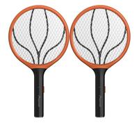 ASPECTEK Lot de 2 Raquettes Électriques Anti-Moustiques 3000V, Tapette Anti-Insectes Portable à Piles (2xAA Non Incluses), Usage Intérieur et Extérieur - Orange et Noir