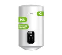Aspes Chauffe-eau électrique 30 litres, AT3000SDW. 1500W, kit de montage inclus, résistance en acier émaillé, thermostat numérique, température maximale 93 º, blanc d’efficacité énergétique