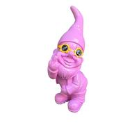 Aspinaworld Statuette de jardin nain de jardin - Doigt malodorant - 18 cm - Rose - Lunettes de soleil coquines pour jardin résistant aux intempéries