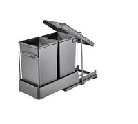 Aspira Home Müllomatic ECO 2 Poubelle encastrable de cuisine extensible, système de tri des déchets pour armoire inférieure avec extraction automatique lors de l'ouverture de la porte, 2 seaux