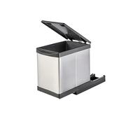 Aspira Home Müllomatic PRO 1 Smart Poubelle encastrable de cuisine extensible pour armoire inférieure avec extraction automatique lors de l'ouverture de la porte, 1 seau intérieur de 16 l, acier