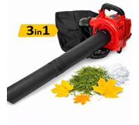 Aspirateur à feuilles, souffleur à essence 1,1 CV, 0,75 kW, broyeur, grand sac à feuilles + housse de protection
