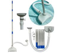 Aspirateur Automatique Piscine sans Fil Corps ABS Portable Balai - Nettoyeur Jet Eau Kit Complet 6 Perches Acier Inoxydable pour Hors Sol Enterrée