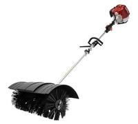 Aspirateur balai électrique à essence, équipé d'un moteur 2 temps, avec un déflecteur incurvé pour le nettoyage de pelouses, de feuilles, de gazon synthétique, d'herbe et de gravier.