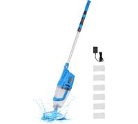 Aspirateur de piscine 100 L/min - Nettoyeur de piscine rechargeable avec perche de rallonge - Nettoyage efficace de la piscine
