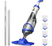 Aspirateur de piscine à batterie avec une tige d'extension de 278 cm, aspirateur de piscine avec 4 sacs filtrants, nettoyeur de piscine portable avec une autonomie allant jusqu'à 60 minutes, idéal pou