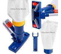 Aspirateur de piscine manuel avec sac filtrant fin et manche de 142 cm