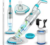 Aspirateur de piscine Tillvex avec batterie et perche télescopique de 3,6 m - jusqu'à 15 m³ | Aspirateur de fond de piscine électrique | Nettoyeur de piscine avec filtre et système à 2 vitesses | Kit
