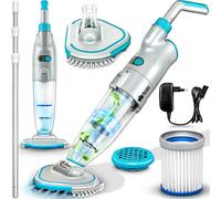 Aspirateur de piscine Tillvex avec batterie et perche télescopique de 3,6 m - jusqu'à 25 m³ | Aspirateur de fond de piscine électrique | Nettoyeur de piscine avec filtre et système à 2 vitesses | Kit