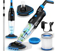Aspirateur de piscine Tillvex avec batterie et perche télescopique de 3,6 m - jusqu'à 25 m³ | Aspirateur de fond de piscine électrique | Nettoyeur de piscine avec filtre et système à 2 vitesses | Kit