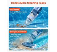 VEVOR Aspirateur de Piscine Portatif 100 L/min Aspirateur Sans Fil 33 W, Rechargeable, avec Manche d'Extension pour Spa, Bain à Remous et Piscine Hors Sol, Autonomie 60 min pour Sable et Débris