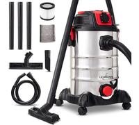 Aspirateur industriel avec prise électrique, 2000 W, réservoir métallique de 30 litres, fonction de soufflerie, filtre HEPA, filtre en mousse et système de nettoyage des filtres, aspirateur sec/humide