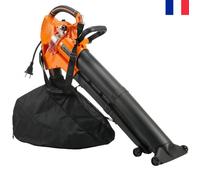 Aspirateur-souffleur de feuilles filaire 3000w 3-en-1 avec fonction broyage,avec sac de collecte 40L,4 roues,nettoyage de printemp
