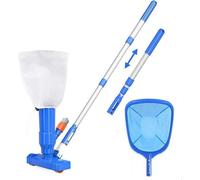 Aspirateur télescopique sans tuyau avec filet et tête de pulvérisation - 90 cm - Nettoyeur à eau à main pour étang et jacuzzi