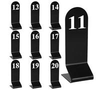 Aspire 10 Pièces Numéro de Tables en Acrylique de Mariage Restaurant, Signe de numéros de Style de Tente, Carte de Numéro de Table Double Face pour Restaurant-Noir-numéro 11 à 20