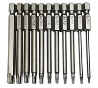 Aspiree LEROM Security Torx Bit 11 Pieces 1/4 Inch Hex Shank T6 T7 T8 T9 T10 T15 T20 T25 T27 T30 T40 3 Inch Length S2 Steel Torx Head Screwdriver Drill Set (Torx Head)