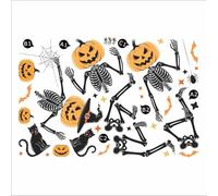 ASQzhuLIWing Les stickers muraux citrouilles et squelettes d'Halloween sont des décorations de fenêtre idéales pour les fêtes d'Halloween en intérieur comme en extérieur 40 * 60cm