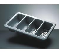 APS Germany Range-couverts plastique GN 1/1 4 compartiments 32,5×53×10 cm Gris