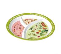 Assiette 3 Compartiments 21.4cm pour bord Relevé Vert Assiette(25cm) | Mélamine incassable, léger, pour idéal maison, 25cm diamètre, pour bord relevé anti-fuite