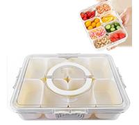 Assiette à collation avec compartiments, bol à collation avec couvercle et fourchette à fruits, en plastique, anti-fuite, plateau à collation, organisateur pour bonbons, légumes, biscuits, noix,