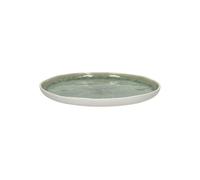 Assiette à dessert en porcelaine blanc et vert céladon, ronde - Pomax, Spiro - Ø21x2 cm