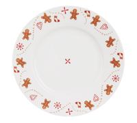 Assiette à dessert en porcelaine - Orion - 20 cm - Décor de Noël - Blanche - Motif pain d'épice