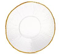 Assiette à dessert en verre - VILDE - 21 cm - Bord doré - Design moderne - Imitation cristal