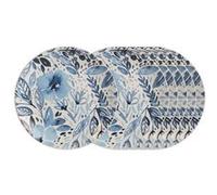 Trend'up Assiettes dessert Jardin bleu 21,5 cm Faïence Blanc et bleu (lot de 6)