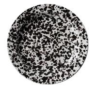Assiette à dessert rétro 8 pouces, 2 pièces/ensemble, assiette plate en émail éclaboussée d'encre, vaisselle céramique for la maison pour Dessert, Salade(Black)