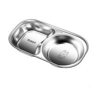 Assiette à dîner divisée en acier inoxydable 316L, avec compartiments profonds, pour salade de fruits et sauces, plat de service ergonomique à bord roulé, argenté, 22,2 x 12,6 x 3,4 cm